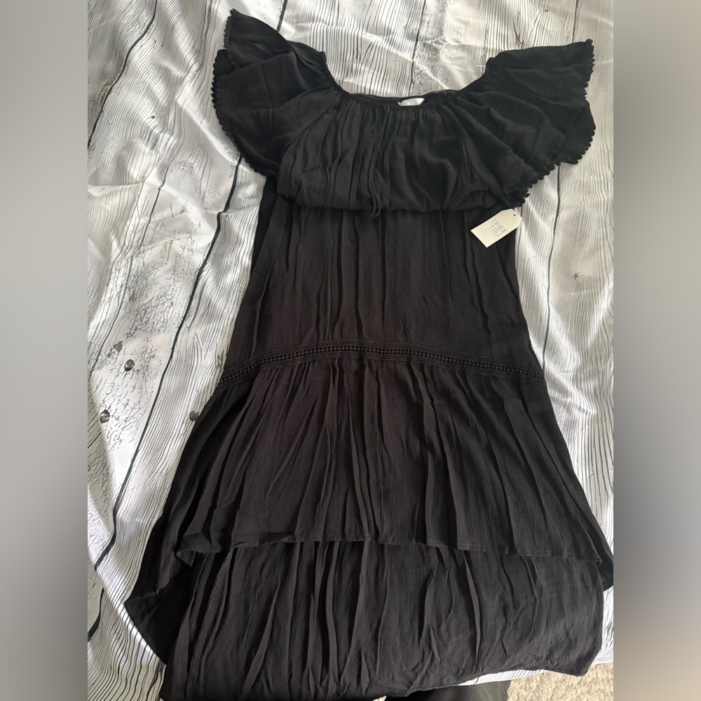 Time and Tru Classic Black off the shoulders